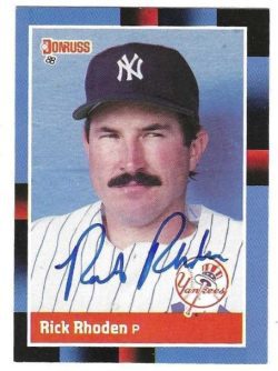 Autographed RICK RHODEN New York Yankees 1988 Donruss Card