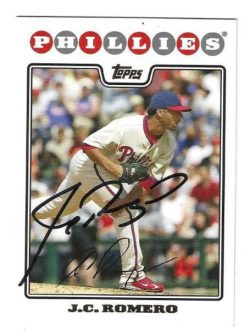 Autographed J.C. ROMERO Philadelphia Phillies 2008 Topps Card
