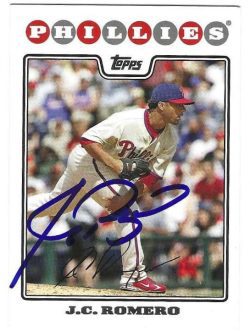 Autographed J.C. ROMERO Philadelphia Phillies 2008 Topps Card
