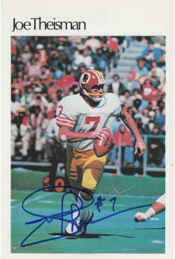 Autographed JOE THEISMANN Washington Redskins NFL Mini Poster