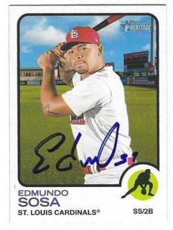 Autographed EDMUNDO SOSA St. Louis Cardinals 2022 Topps Heritage Card #141