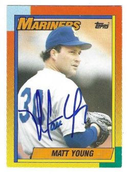 Autographed MATT YOUNG Seattle Mariners 1990 Topps Card