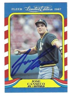 Autographed JOSE CANSECO Oakland A's 1987 Fleer Limited Edition Card