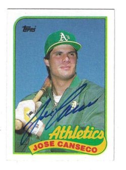 Autographed JOSE CANSECO Oakland A's 1989 Topps Card