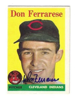 Autographed DON FERRARESE Cleveland Indians 1958 Topps Card