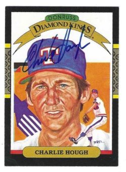 Autographed CHARLIE HOUGH Texas Rangers 1987 Donruss Diamond King Card