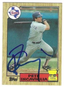 PETE INCAVIGLIA Texas Rangers Autographed 1987 Topps Card