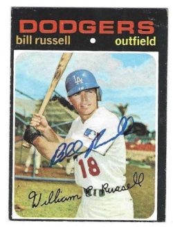 Autographed BILL RUSSELL Los Angeles Dodgers 1971 Topps Card