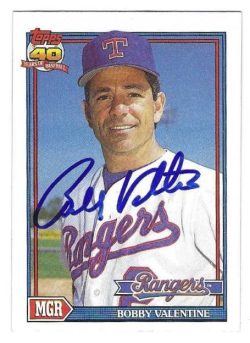 BOBBY VALENTINE Texas Rangers Autographed 1991 Topps Card