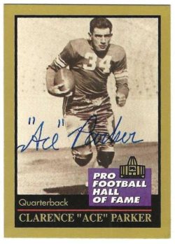 Autographed ACE PARKER Brooklyn Dodgers 1991 Enor Football card