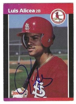 Autographed LUIS ALICEA St. Louis Cardinals 1989 Donruss Card
