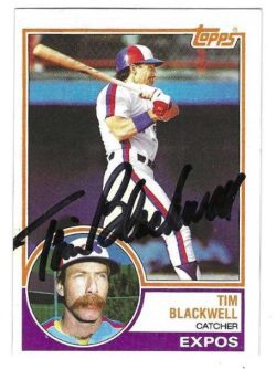 Autographed TIM BLACKWELL Montreal Expos 1983 Topps Card