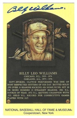 Autographed Billy Williams Hall of Fame Gold Plaque