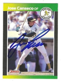 Autographed JOSE CANSECO Oakland A's 1989 Donruss Card