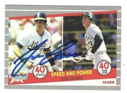 Autographed JOSE CANSECO Oakland A's 1989 Fleer Card