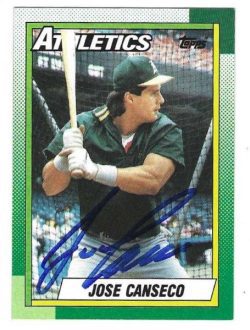 Autographed JOSE CANSECO Oakland A's 1990 Topps Card