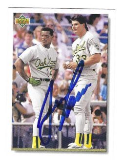 Autographed JOSE CANSECO Oakland A's 1992 Upper Deck Card