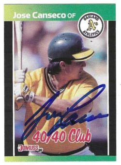 Autographed JOSE CANSECO Oakland A's 1989 Donruss Card