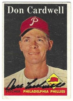 Autographed DON CARDWELL  Philadelphia Phillies 1958 Topps Card