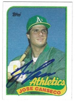 Autographed JOSE CANSECO Oakland A's 1989 Topps Card