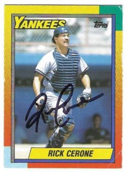 AUTOGRAPHED RICK CERONE 1990 Topps New York Yankees Card