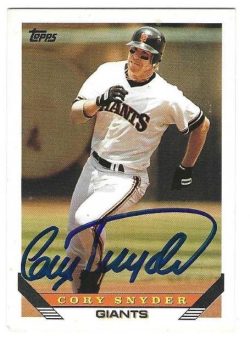 Autographed CORY SNYDER San Francisco Giants 1993 Topps Card