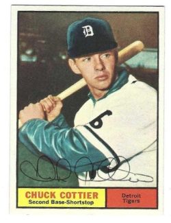Autographed CHUCK COTTIER Detroit Tigers 1961 Topps Card