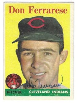 Autographed DON FERRARESE Cleveland Indians 1958 Topps Card