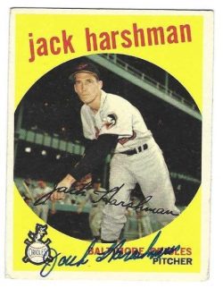 Autographed JACK HARSHMAN Baltimore Orioles 1959 Topps Card