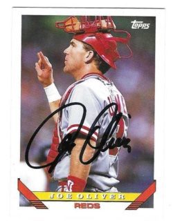 Autographed JOE OLIVER Cincinnati Reds 1993 Topps Card