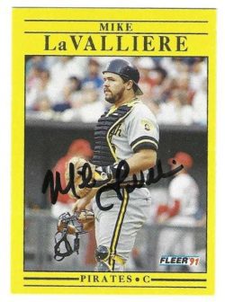 Autographed MIKE LAVALLIERE Pittsburgh Pirates 1991 Fleer Card