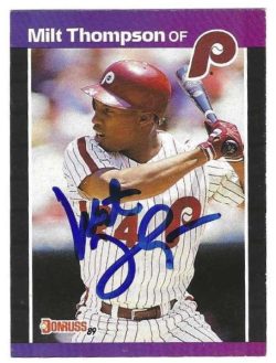 Autographed MILT THOMPSON Philadelphia Phillies 1989 Donruss Card