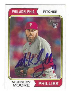 Autographed MCKINLEY MOORE Philadelphia Phillies 2023 Topps Heritage Card