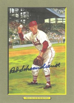 Autographed RED SCHOENDIENST St. Louis Cardinals Perez-Steele GREAT MOMENTS card