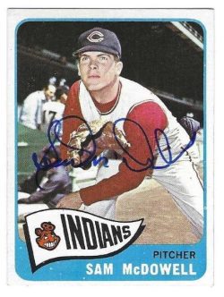 Autographed SAM MCDOWELL Cleveland Indians 1965 Topps Card
