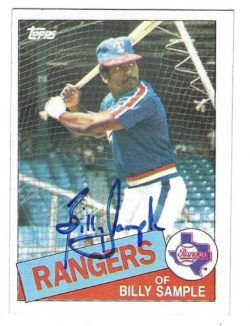 Autographed BILLY SAMPLE Texas Rangers 1985 Topps Card