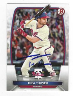 Autographed TREA TURNER Philadelphia Phillies 2023 Bowman Card