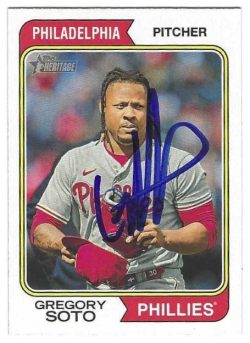 Autographed GREGORY SOTO Philadelphia Phillies 2023 Topps Heritage Card