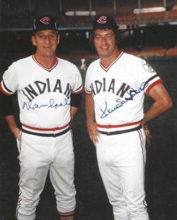 AUTOGRAPHED WARREN SPAHN & KEN SANDERS Cleveland Indians 8x10 Photo