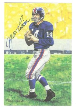 Autographed Y.A. TITTLE New York Giants Goal Line Art Card