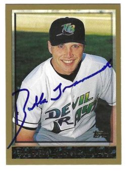Autographed BUBBA TRAMMELL Tampa Bay Devil Rays 1998 Topps Card
