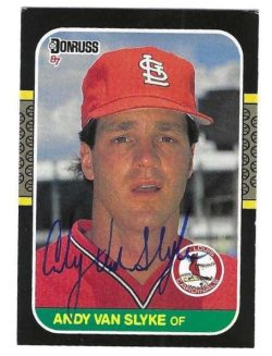 Autographed  ANDY VAN SLYKE St. Louis Cardinals 1987 Donruss Card