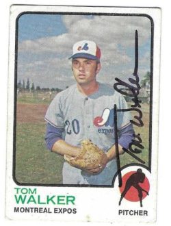 Autographed TOM WALKER 1973 TOPPS Montreal Expos card #41