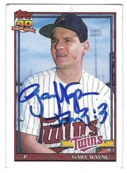 Autographed GARY WAYNE Minnesota Twins 1991 Topps Card