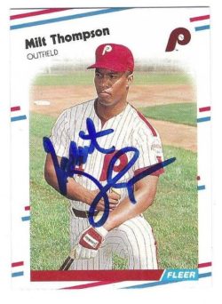 Autographed MILT THOMPSON Philadelphia Phillies 1988 Fleer Card