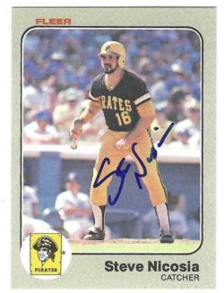 Autographed STEVE NICOSIA Pittsburgh Pirates 1983 Fleer Card