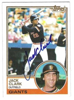 Autographed  JACK CLARK San Francisco Giants 1983 Topps card
