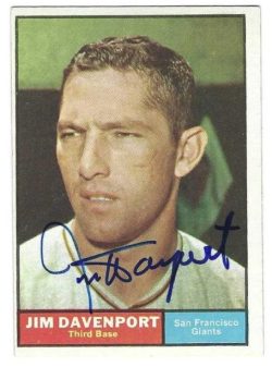 Autographed JIM DAVENPORT San Francisco Giants 1961 Topps Card