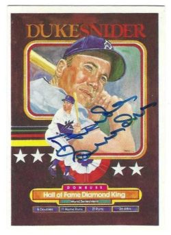Autographed DUKE SNIDER 1984 Donruss Hall of Fame Diamond King Card