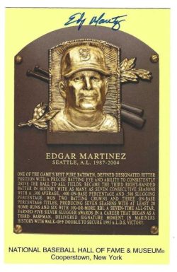 Autographed Edgar Martinez Hall of Fame Gold Plaque JSA Hologram